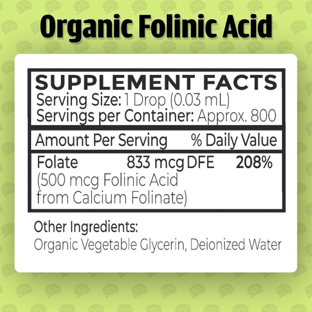 Adult-friendly daily routine with Dr. Green Mom folinic acid drops.