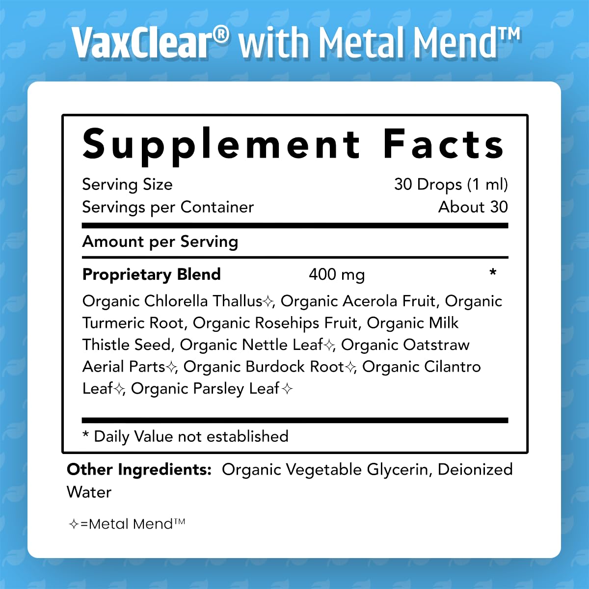Dr. Green Mom VaxClear organic-label highlights vegan, non-GMO formula for families.