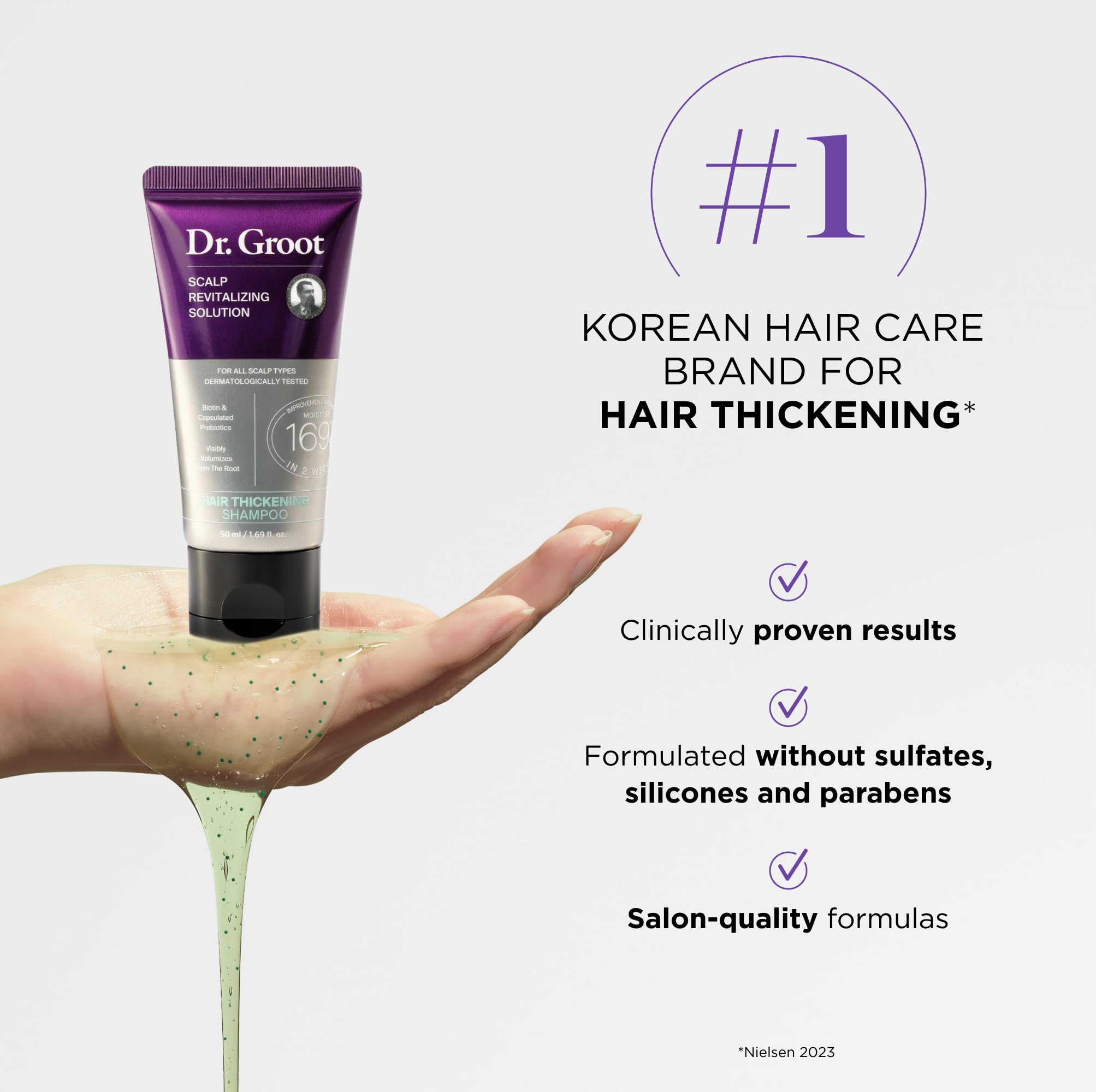 Dr Groot exfoliating cleanser image highlights cleansing and scalp refreshment