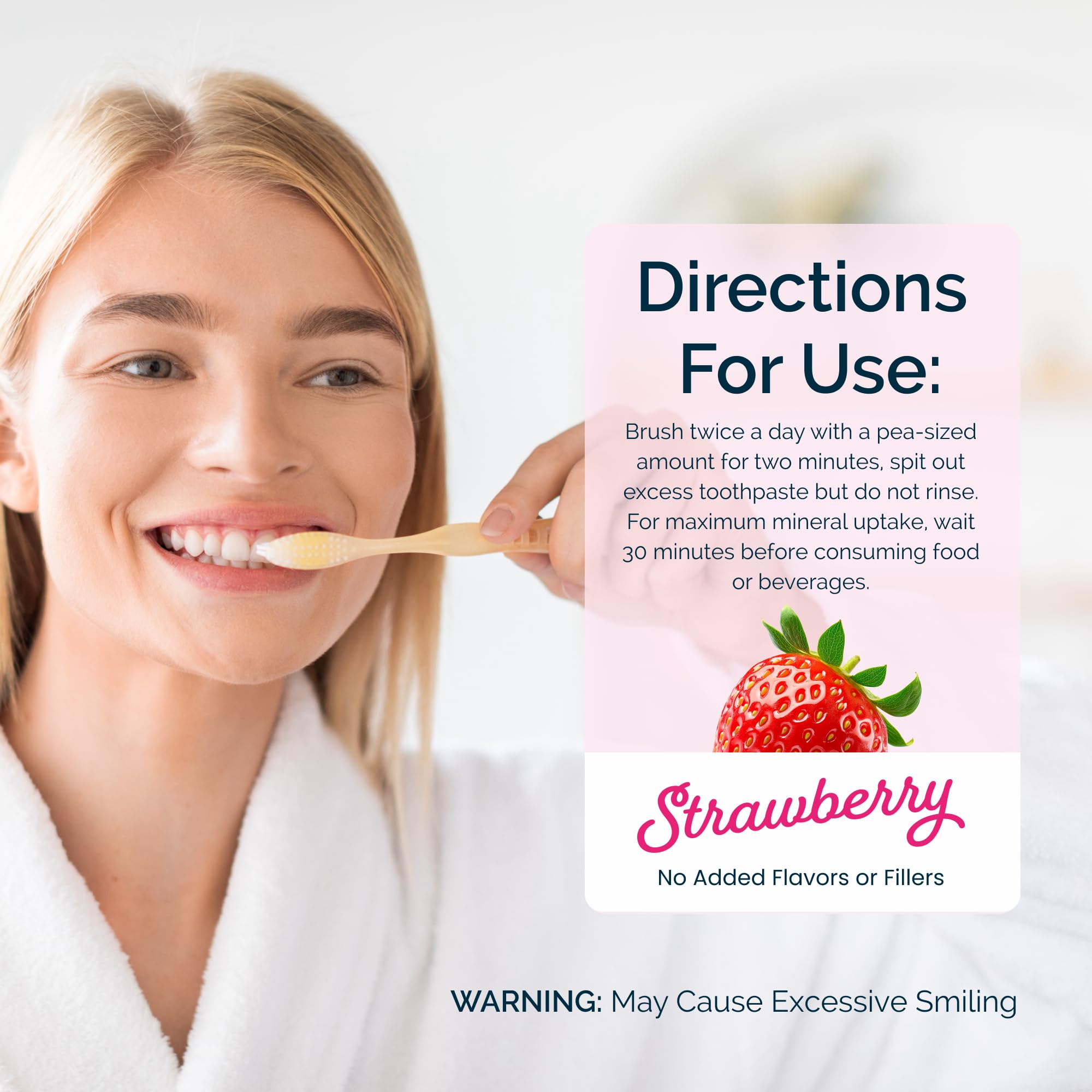 Dr Jen family-use scene depicts daily brushing with strawberry toothpaste.