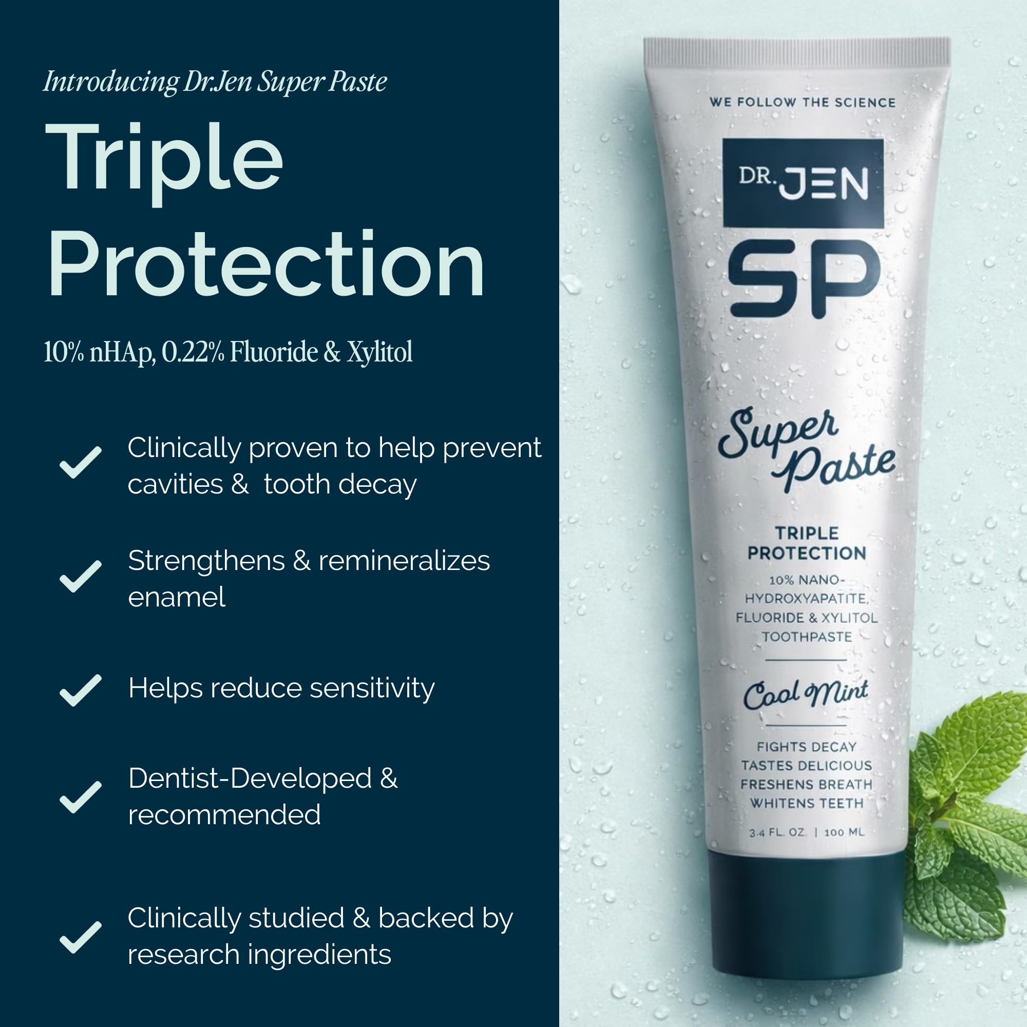 Dr Jen Super Paste creamy texture ideal for smooth brushing.