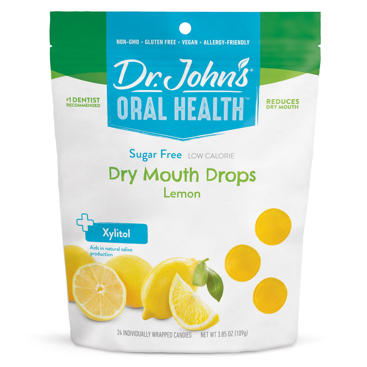 Dr. John's Lemon hard candy pack for sugar-free snacking on the go.