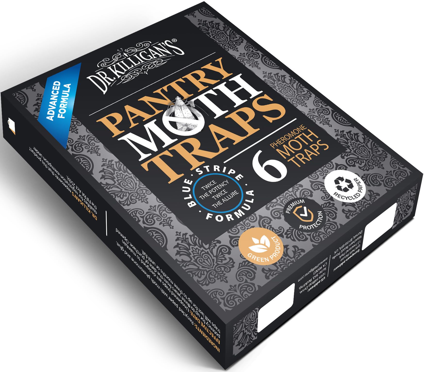 Dr. Killigan's black packaging blends into pantries for subtle pest control