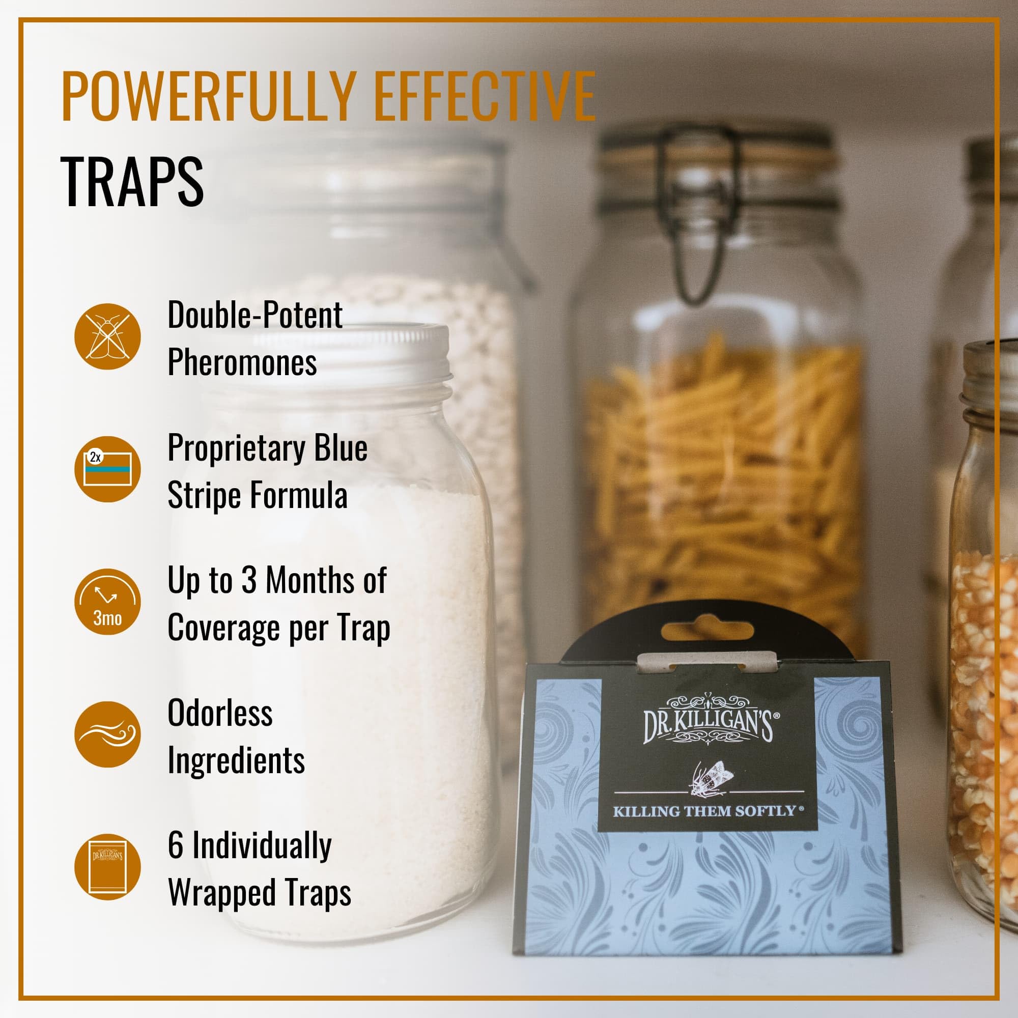 Blue Stripe Formula close-up highlighting potent pheromones for pantry moth capture.