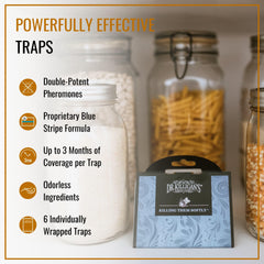 Blue Stripe Formula close-up highlighting potent pheromones for pantry moth capture.