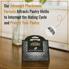 Dr. Killigan's Pantry Moth Traps in kitchen shelf offer discreet, ongoing protection