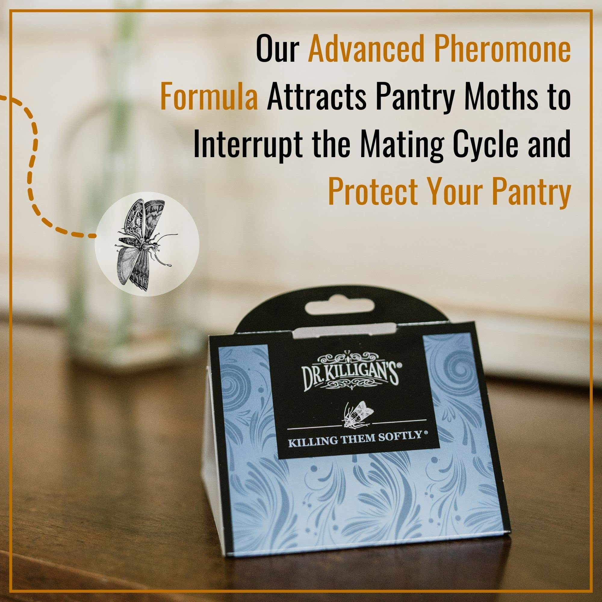 Traps placed on pantry shelf demonstrate discreet, odorless protection for dry goods.