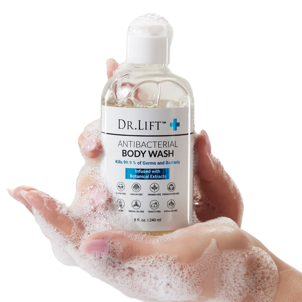 DR. LIFT packaging shown; made in California offering gentle, hygienic cleansing