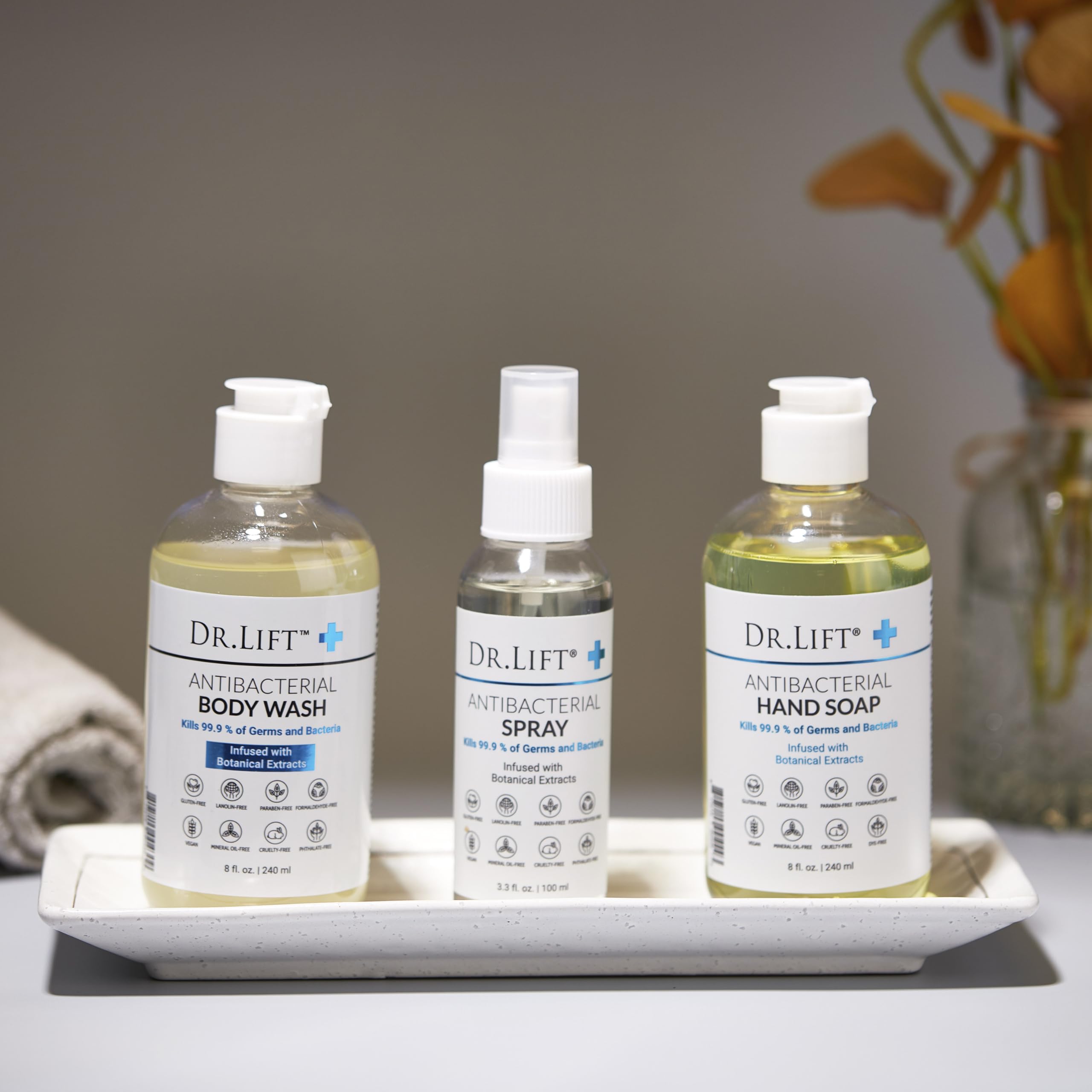 Lather demonstration image showing creamy foam from DR. LIFT body wash