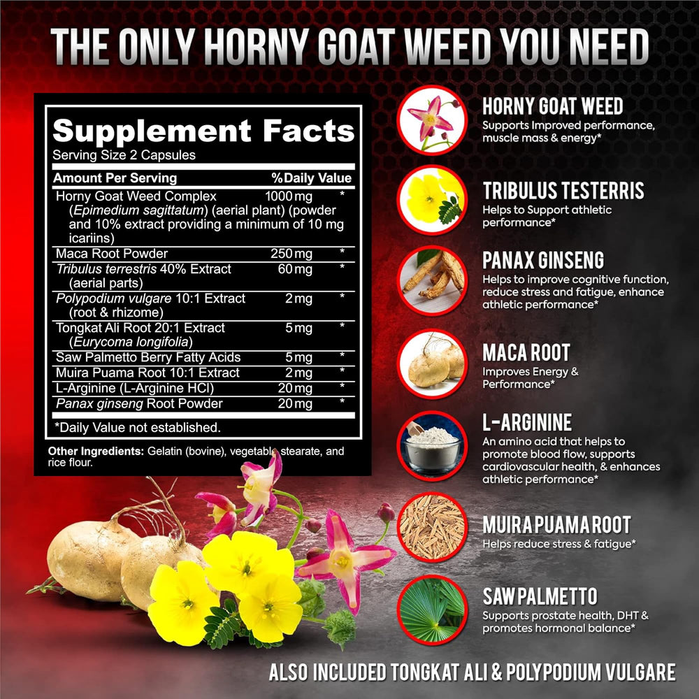 DR. MARTIN'S NUTRITION Horny Goat Weed bottle shows muira-puama and tongkat ali