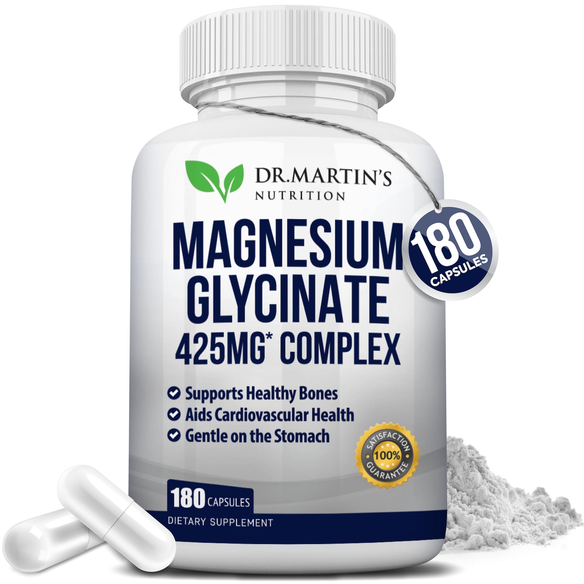 DR. MARTIN'S NUTRITION magnesium glycinate 425mg bottle front view showing potency and clarity