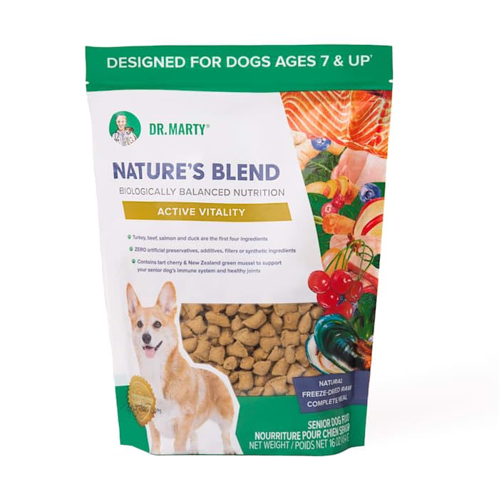 Dr. Marty Nature's Blend Active Vitality bag front for senior dogs