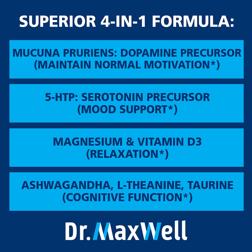 Dr. Maxwell label notes 5-HTP as the serotonin precursor.