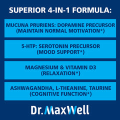 Dr. Maxwell label notes 5-HTP as the serotonin precursor.