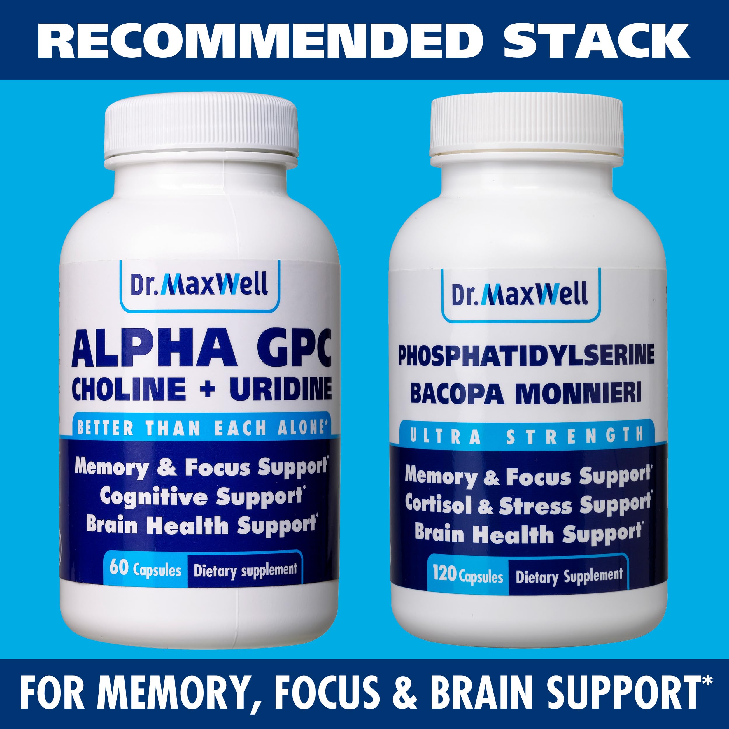 Dr. Maxwell Alpha GPC 600mg Uridine ingredient list shows clean, soy-free formulation.