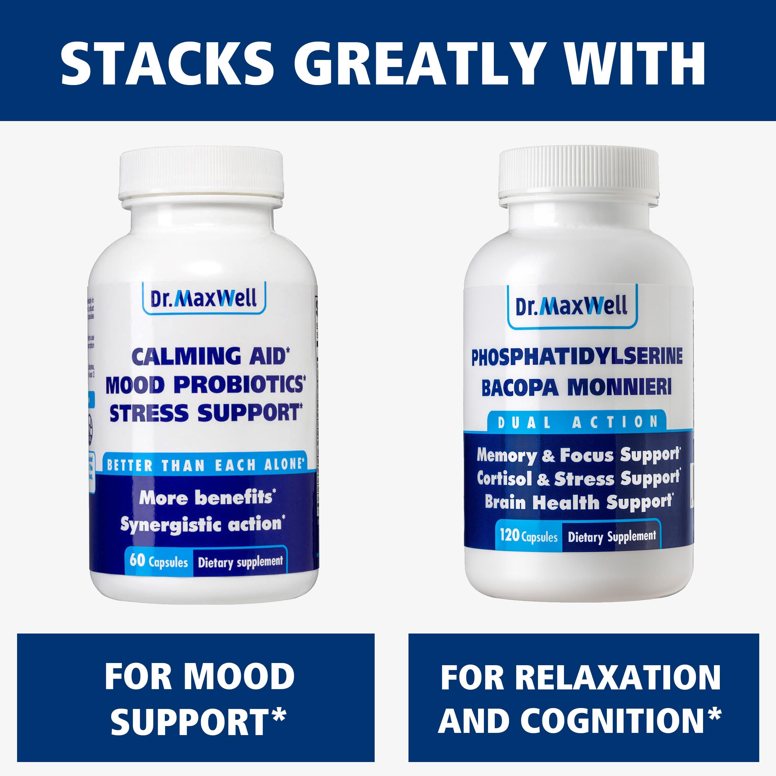 Dr. Maxwell formula with ashwagandha, L-theanine, and taurine for focus.