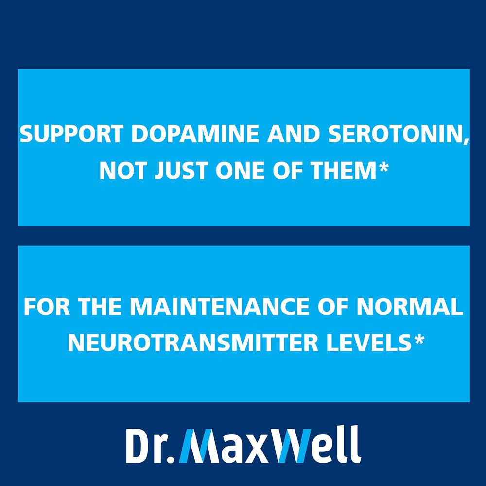 Dr. Maxwell bottle showcases Mucuna Pruriens seed extract as a dopamine precursor.