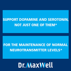 Dr. Maxwell bottle showcases Mucuna Pruriens seed extract as a dopamine precursor.