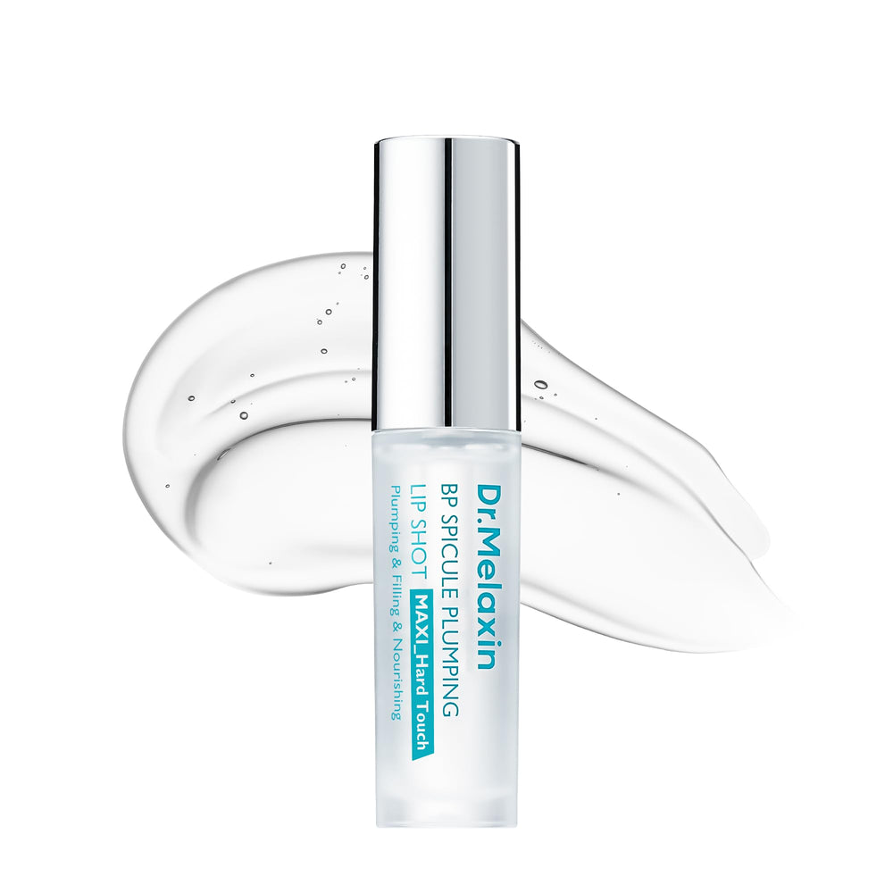 Dr.Melaxin Lip Shot bottle highlighting plumping, smooth lip look.