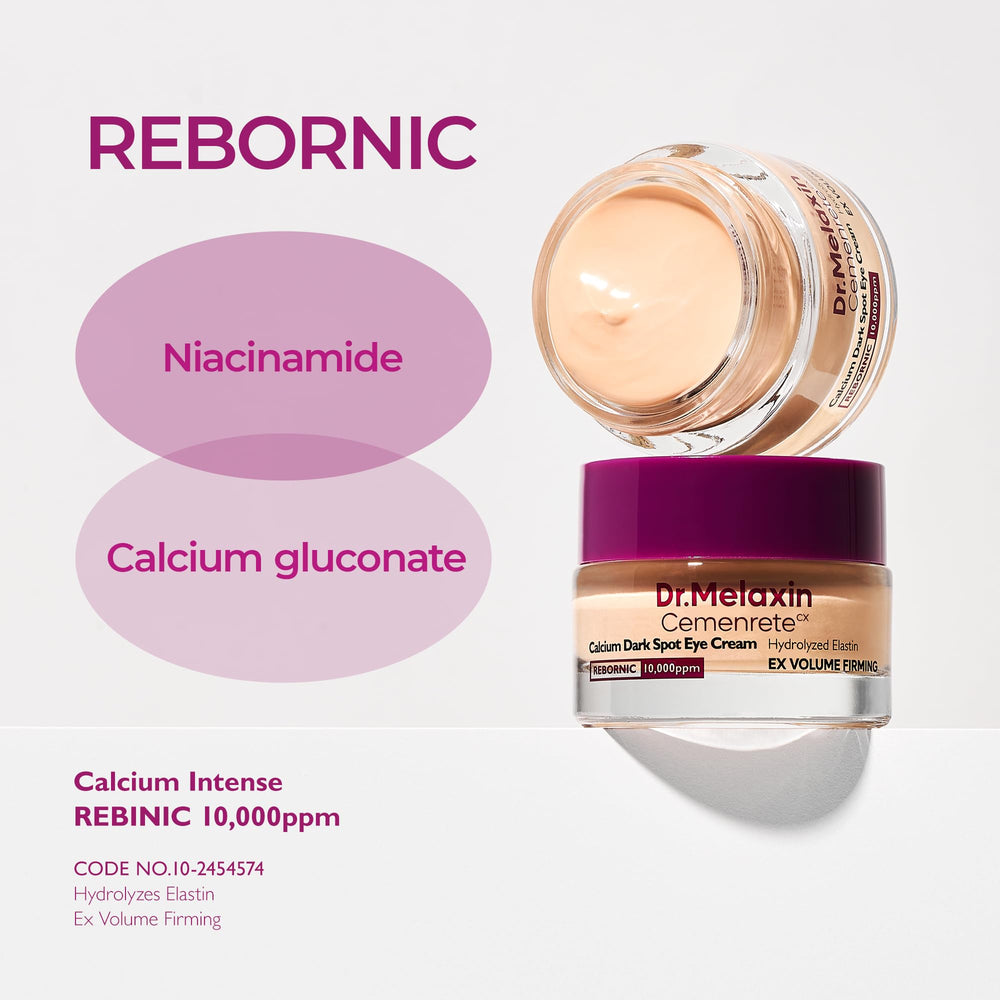Dr.Melaxin Calcium Eye Cream close-up demonstrates gentle patting for absorption.