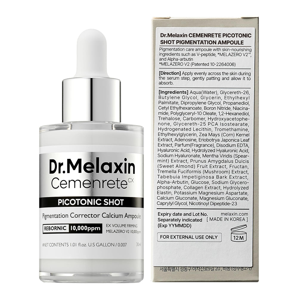 Dr.Melaxin Cemenrete Picotonic Shot travel-friendly packaging for on-the-go skincare.