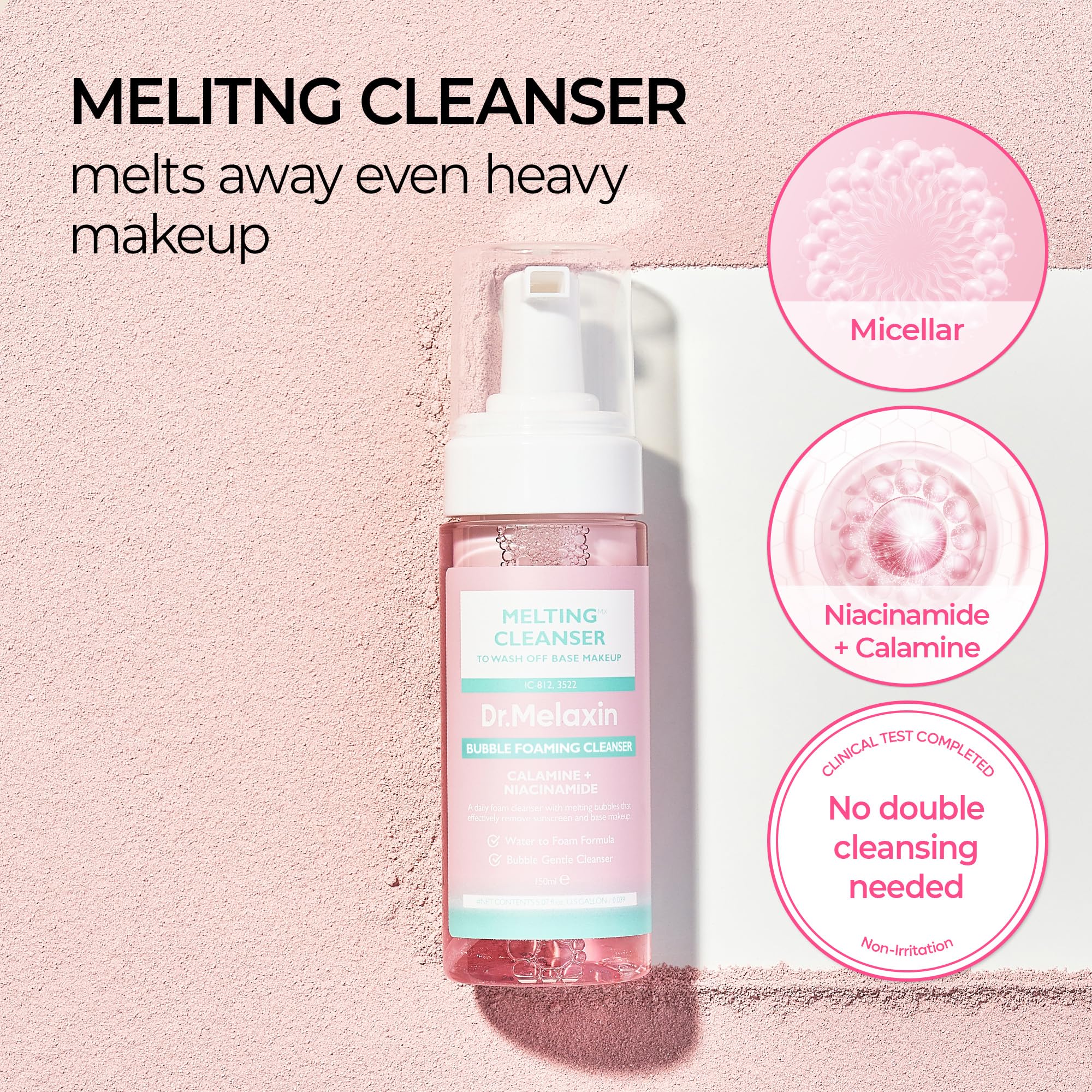 Dr.Melaxin cleanser bubble action highlighting air-powered lifting.