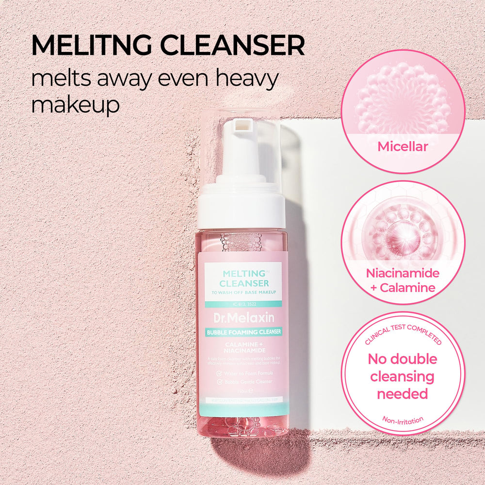 Dr.Melaxin cleanser bubble action highlighting air-powered lifting.
