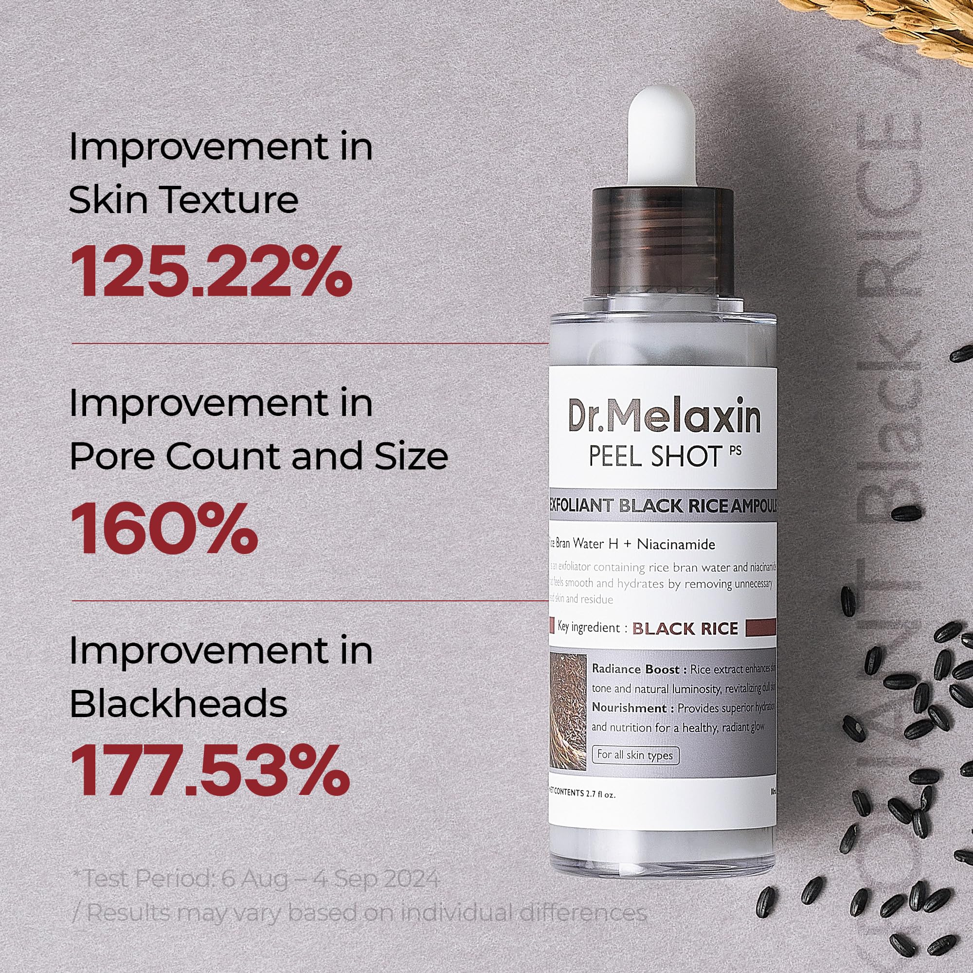 Dr.Melaxin Peel Shot Glow ampoule closeup highlighting exfoliation action