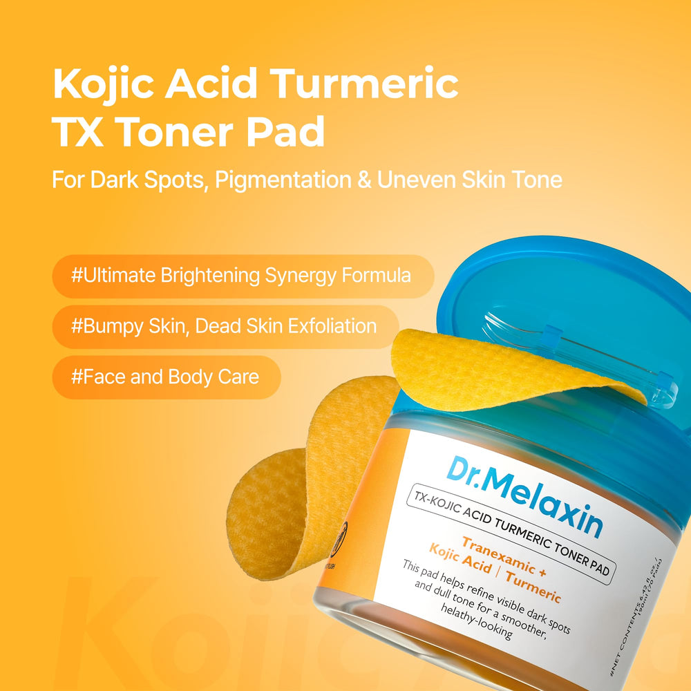 Close-up of a Dr.Melaxin toner pad highlighting texture and gentle exfoliation