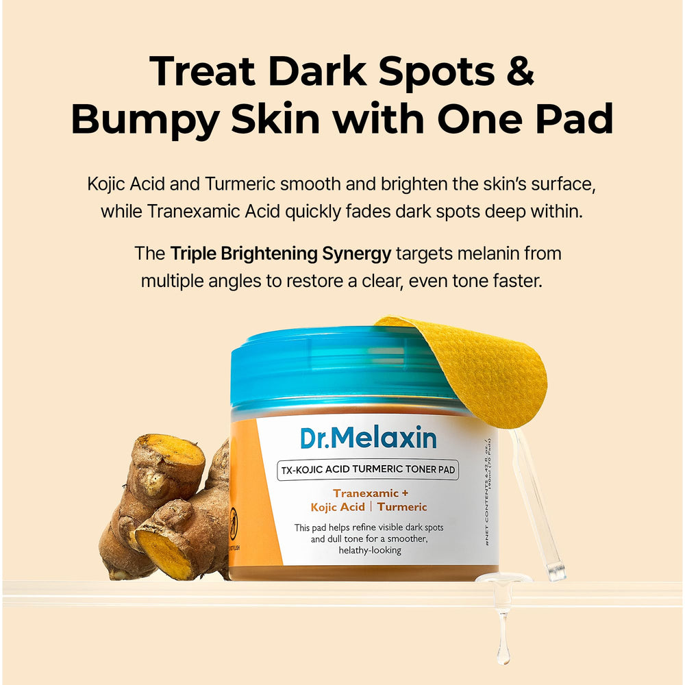Dr.Melaxin kojic-turmeric blend on pad promotes even tone