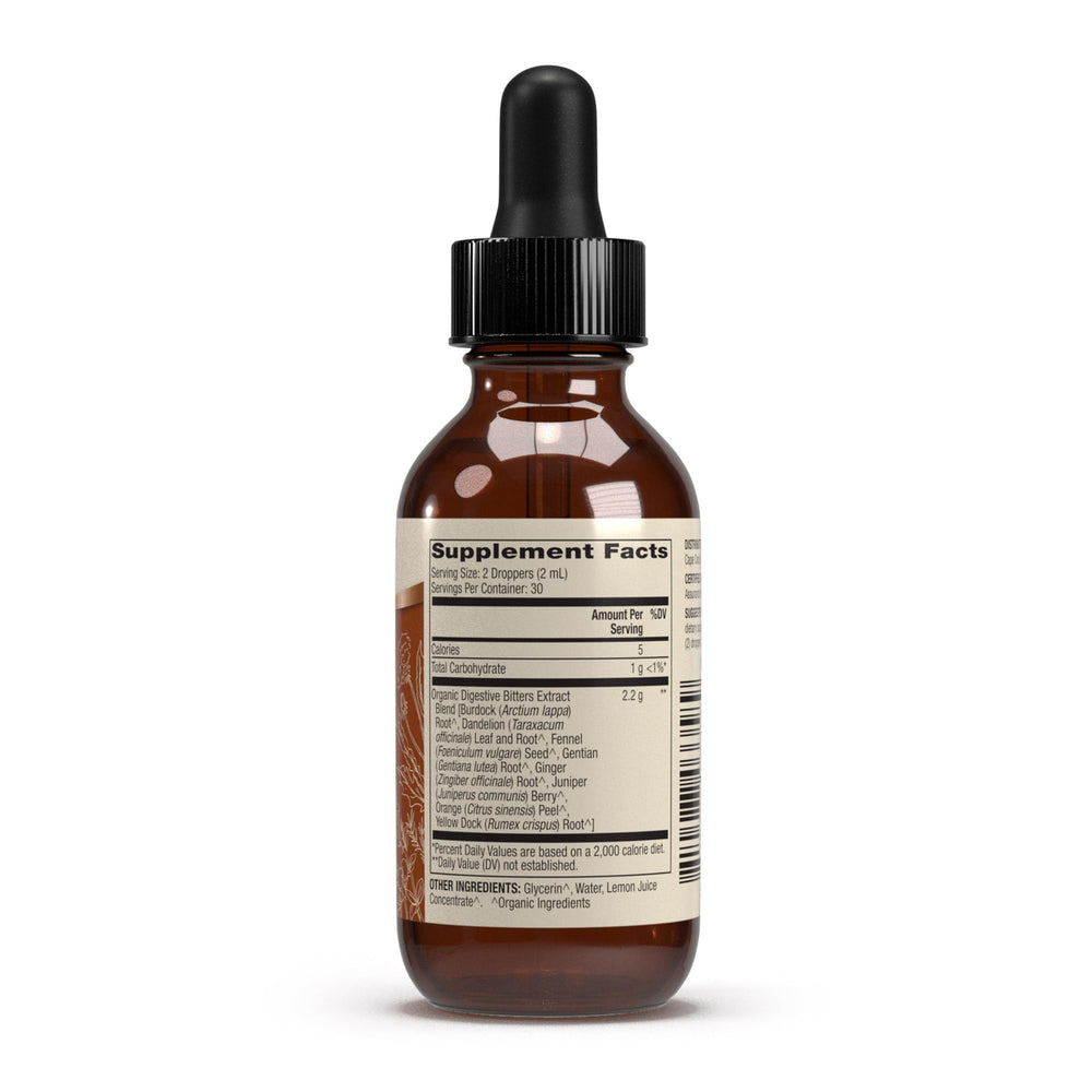 Dr Mercola Digestive Bitters dropper-close-up for convenient pre meal use.