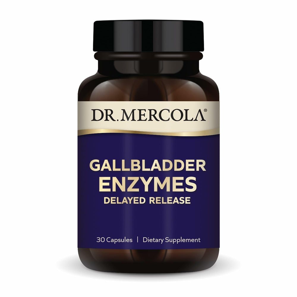 Dr. Mercola Gallbladder Enzymes bottle front with capsules for digestive support