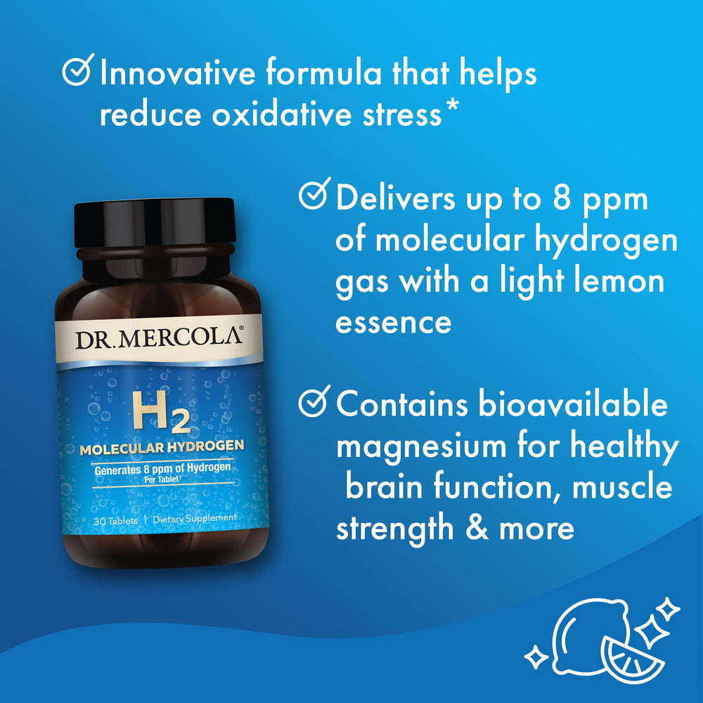 Label on Dr. Mercola H2 bottle highlights GMO-free ingredients