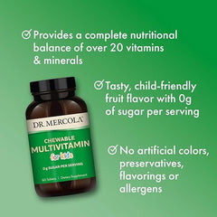 Dr. Mercola ingredient panel highlighting non-GMO, gluten-free, soy-free formula.