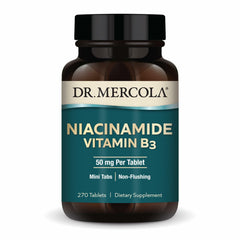 Dr. Mercola Niacinamide 50mg mini-tab bottle for easy daily energy support