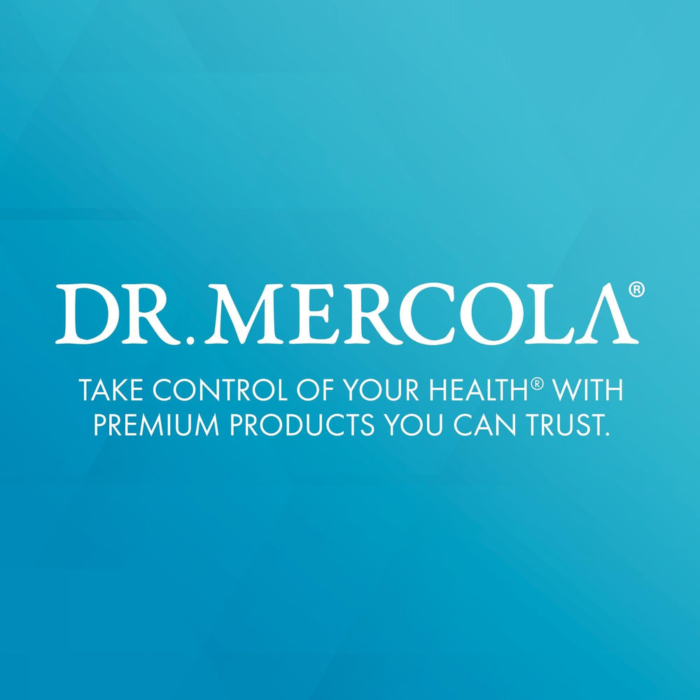 Dr. Mercola product packaging on shelf conveys premium, non-GMO choice.