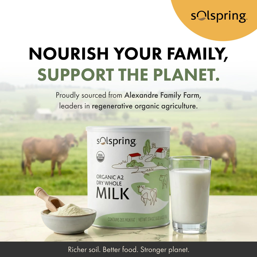 Gluten-free and soy-free Solspring packaging highlights