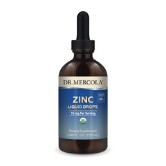 Dr. Mercola Zinc Liquid Drops bottle highlighting organic zinc for immune support