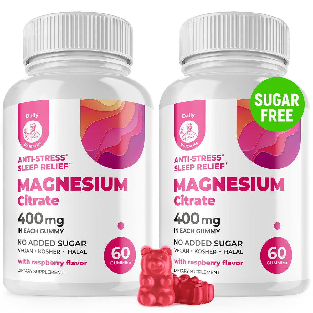 DR. MORITZ Magnesium Gummies bottle front view with sugar-free sleep support