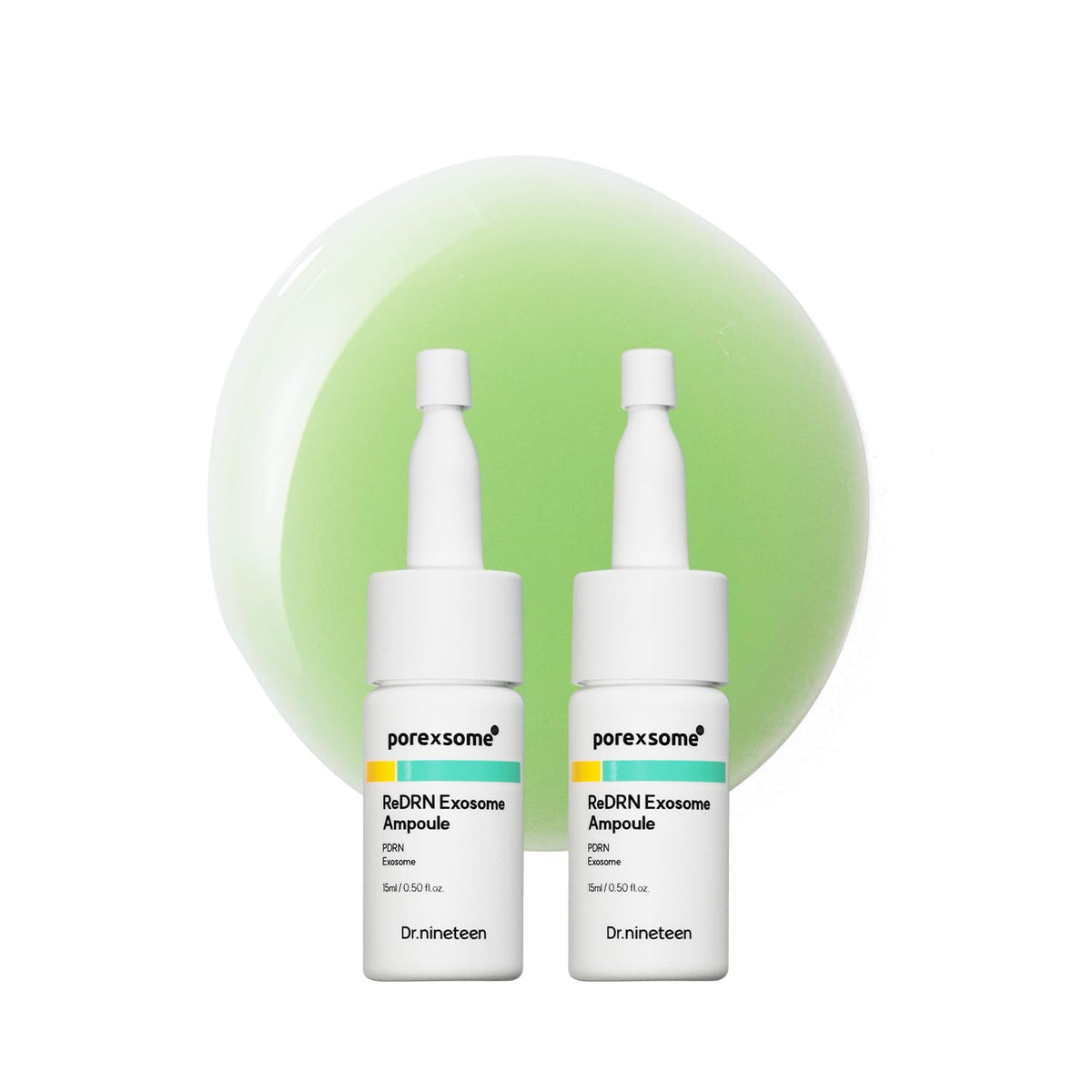 Dr.nineteen ReDRN Exosome Ampoule bottle closeup showing vegan PDRN and retinol benefits.