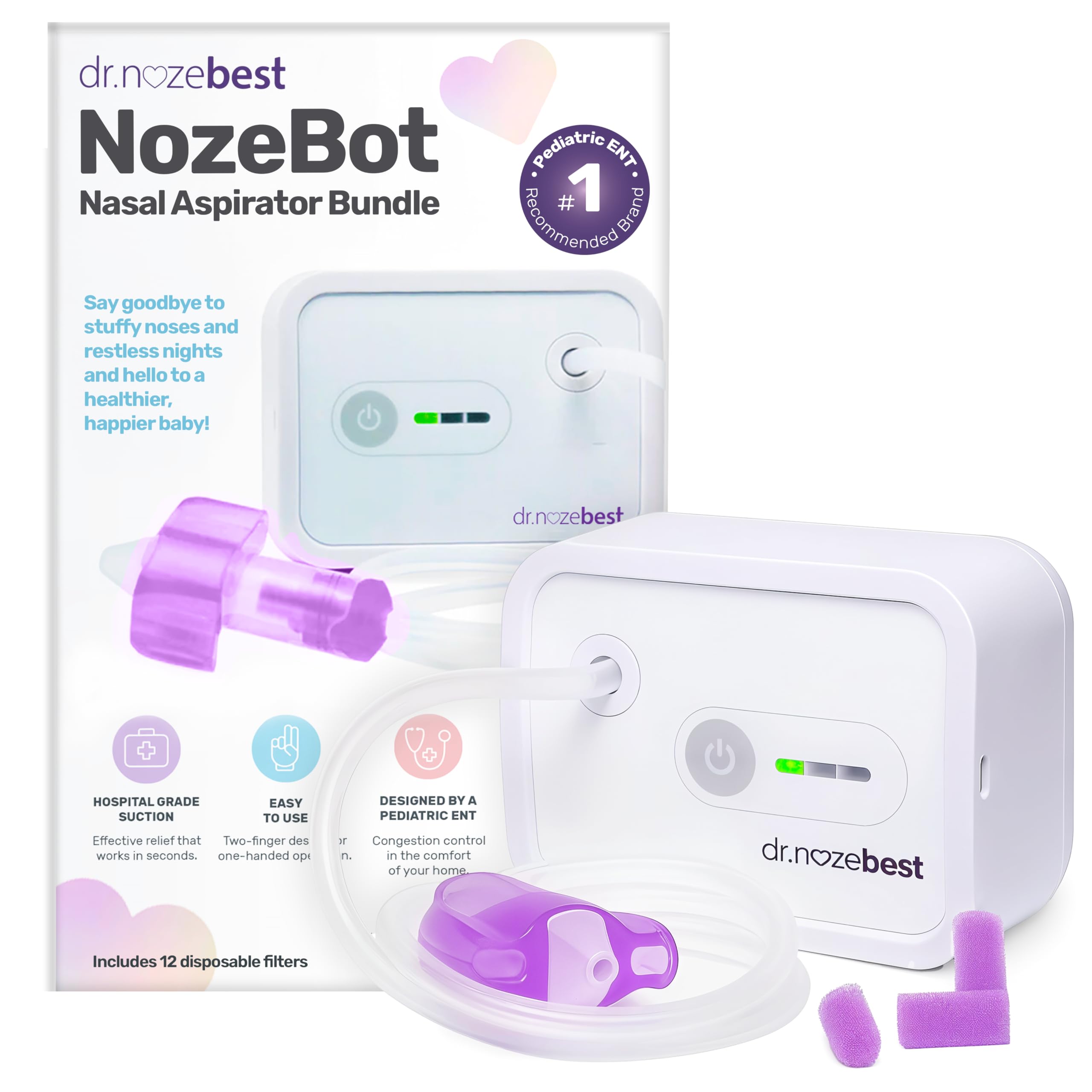 Dr. Noze Best NozeBot baby-nasal-suction for quick, gentle relief.
