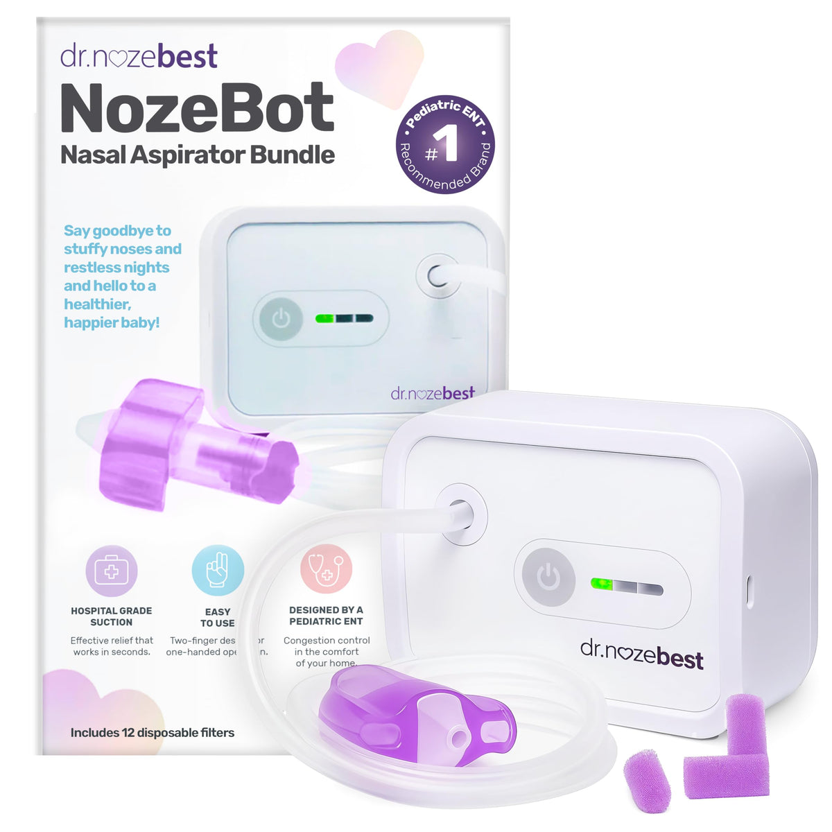 Dr. Noze Best NozeBot baby-nasal-suction for quick, gentle relief.