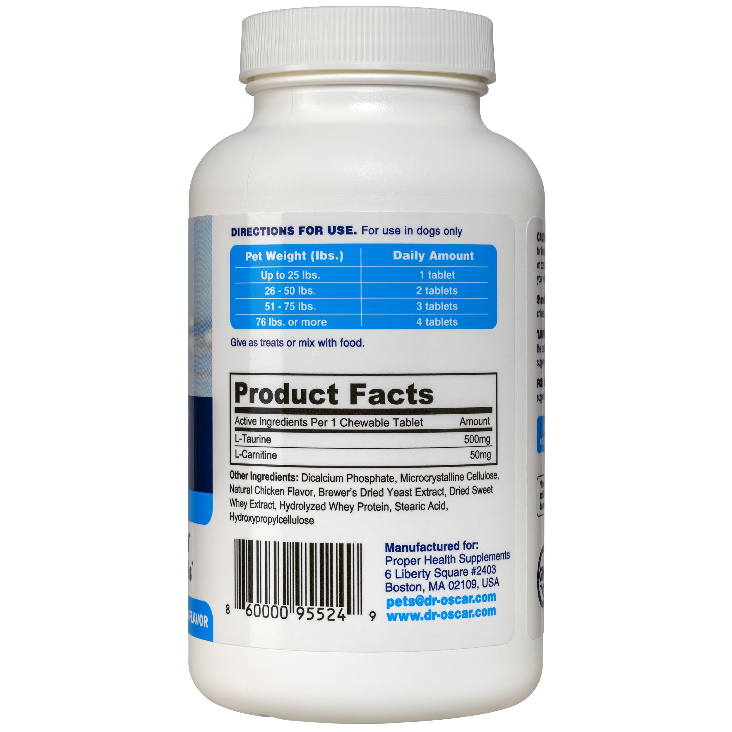 Dr. Oscar Taurine chews for dogs in a convenient daily dose