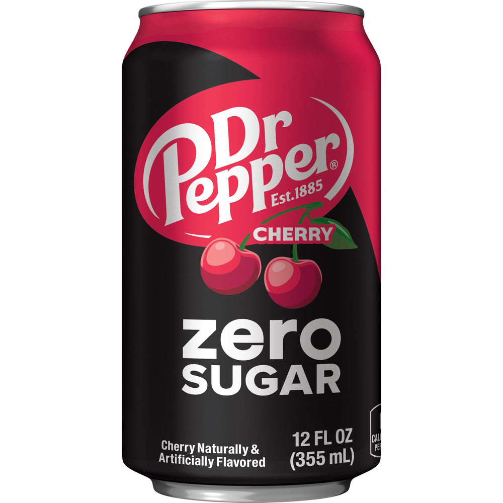 Dr Pepper Cherry Zero Sugar 12-pack display—great for parties and gatherings.
