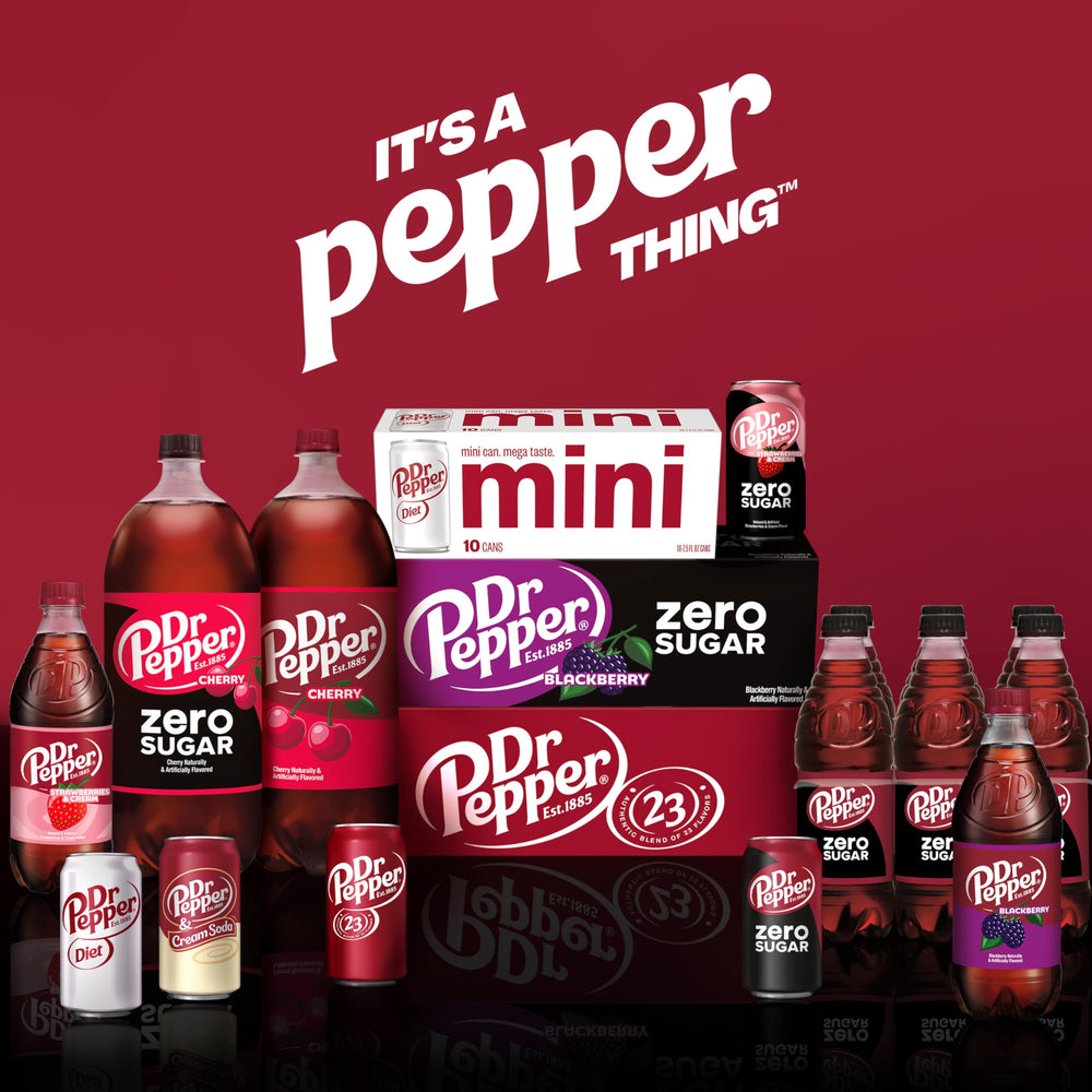 Dr Pepper Cherry Zero Sugar pour into glass—crisp cherry flavor with zero sugar.