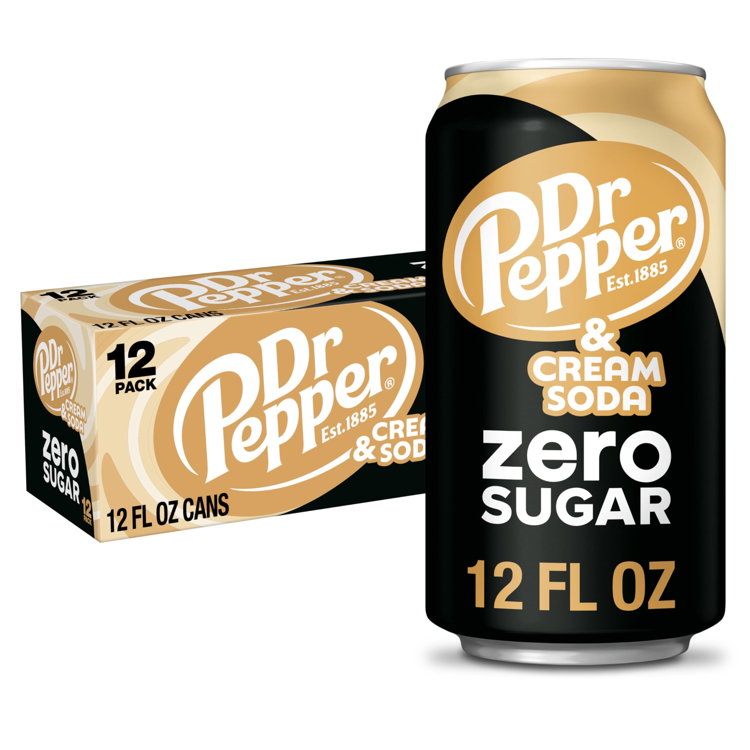 Dr Pepper Cream Soda Zero Sugar front can with bold flavor for on-the-go refreshment.