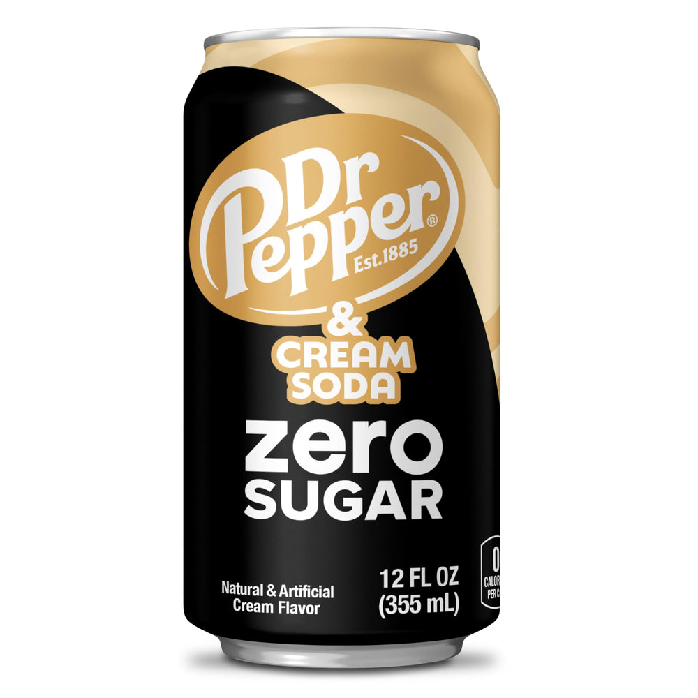 Dr Pepper Cream Soda Zero Sugar glass serve suggests pour-worthy enjoyment.