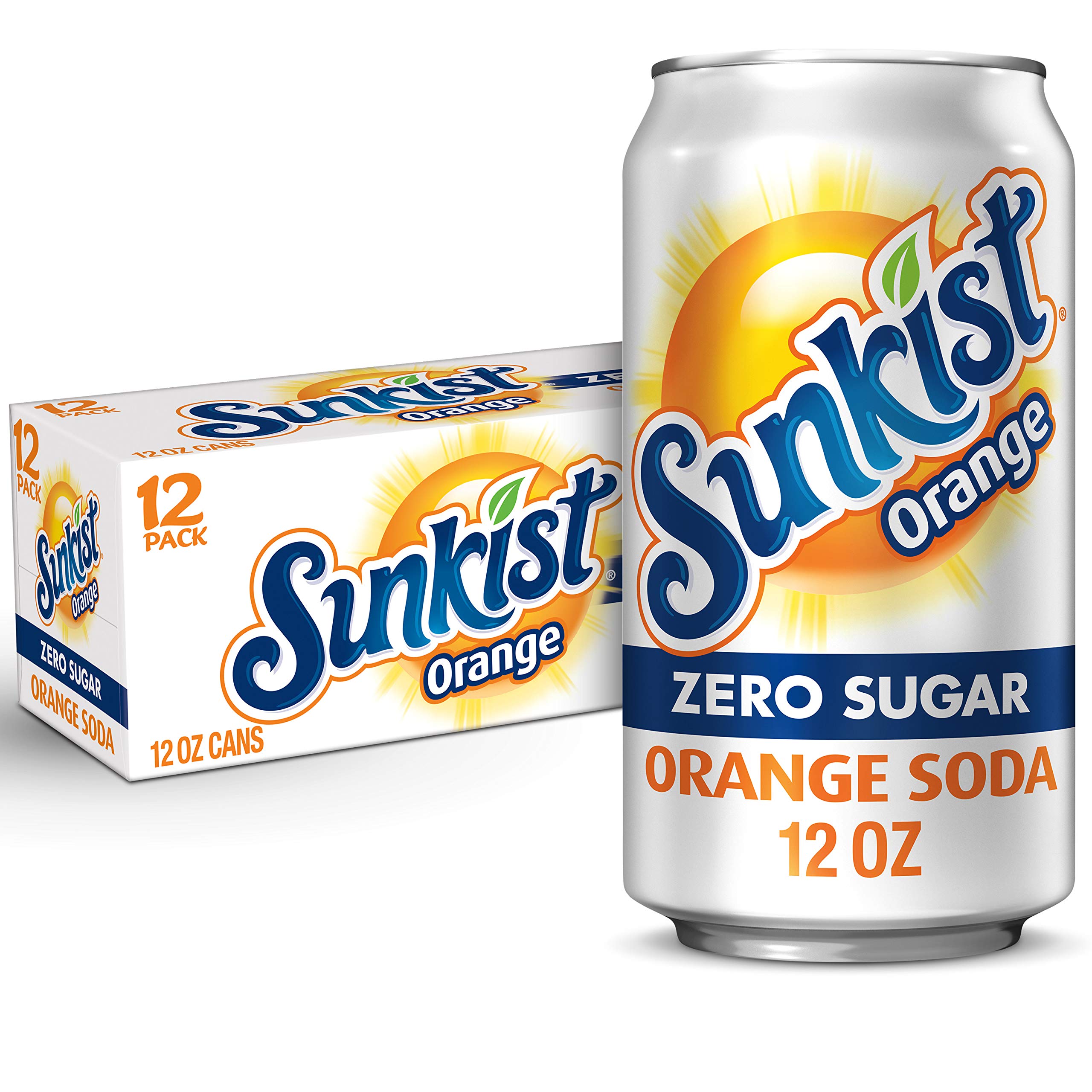Dr Pepper Sunkist Zero Sugar orange soda can front, bold citrus flavor without calories.