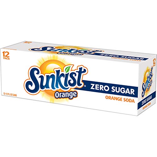 Dr Pepper Sunkist Zero Sugar orange soda top view, vibrant can profile.