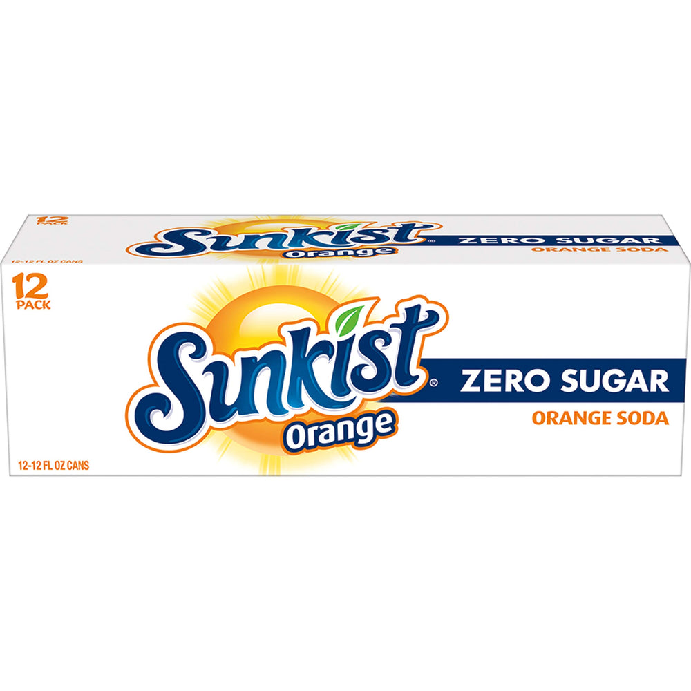 Dr Pepper Sunkist Zero Sugar orange soda with ice, crisp chill and bright flavor.